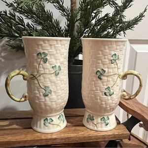 Belleek Shamrock Irish Coffee Mugs
